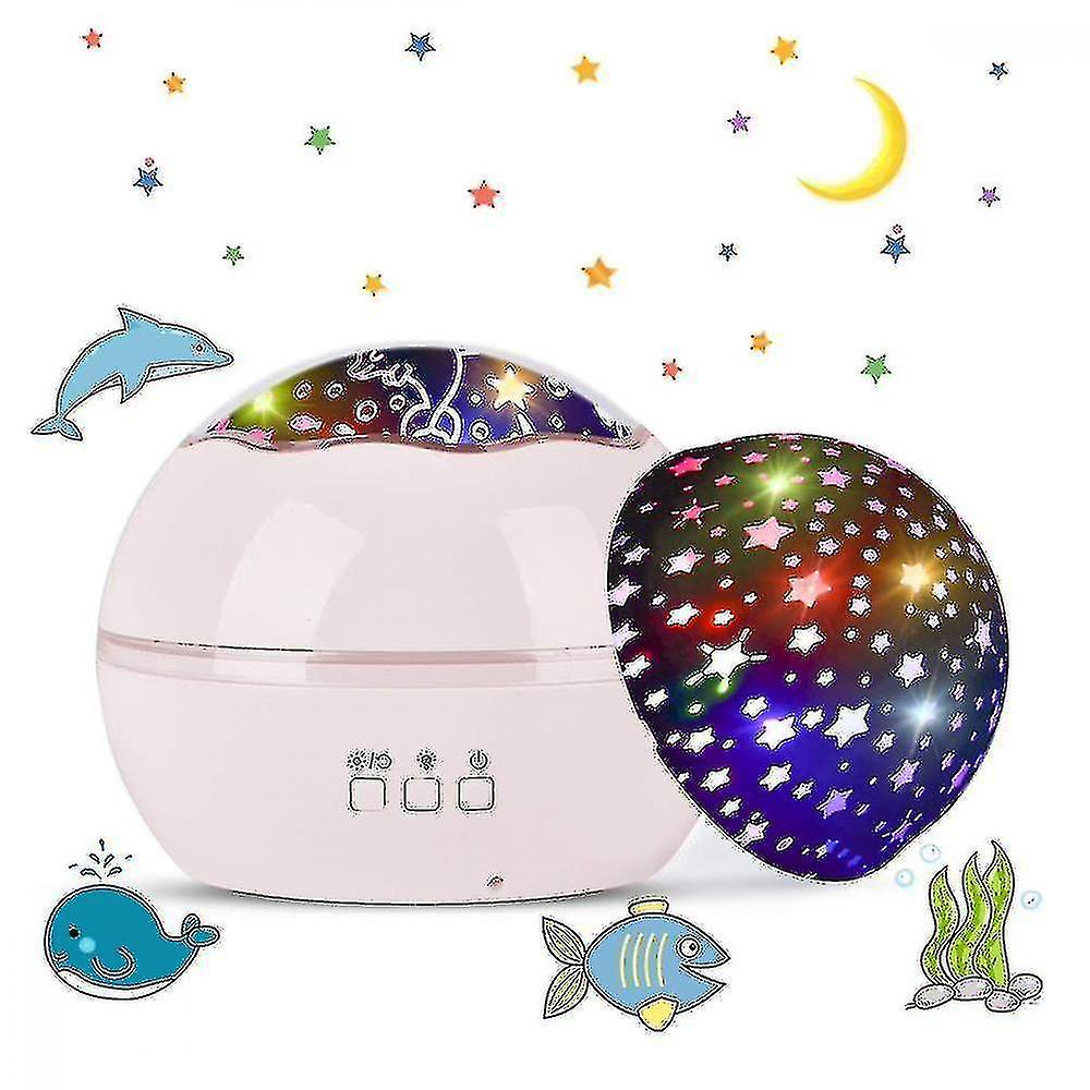 Led Projector Lamp， Starry Sky Baby Night Light 2 In 1 Ocean For Kids(