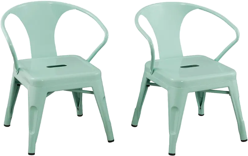 Kids Mint Green Metal Activity Chairs - Set of 2