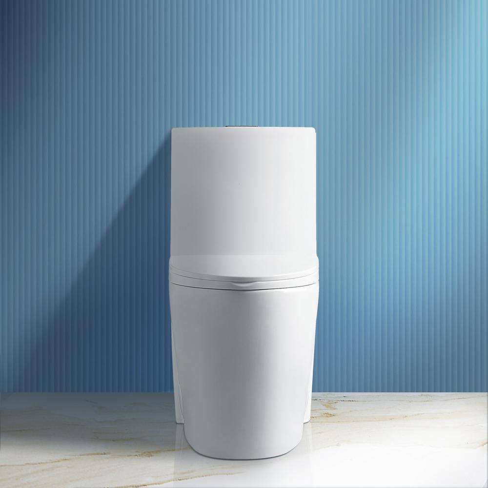 SJ STARJANE Arlon 1-Piece 1.1 GPF1.6 GPF Dual Flush Elongated Toilet in Glossy White T01-W