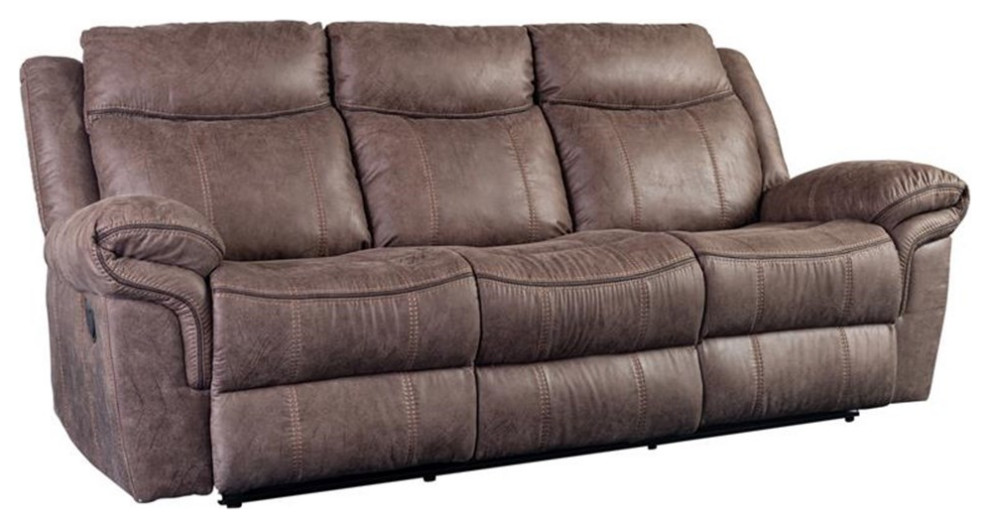 Porter Designs Carrizo Reclining Sofa   Brown   Transitional   Sofas   by Homesquare  Houzz