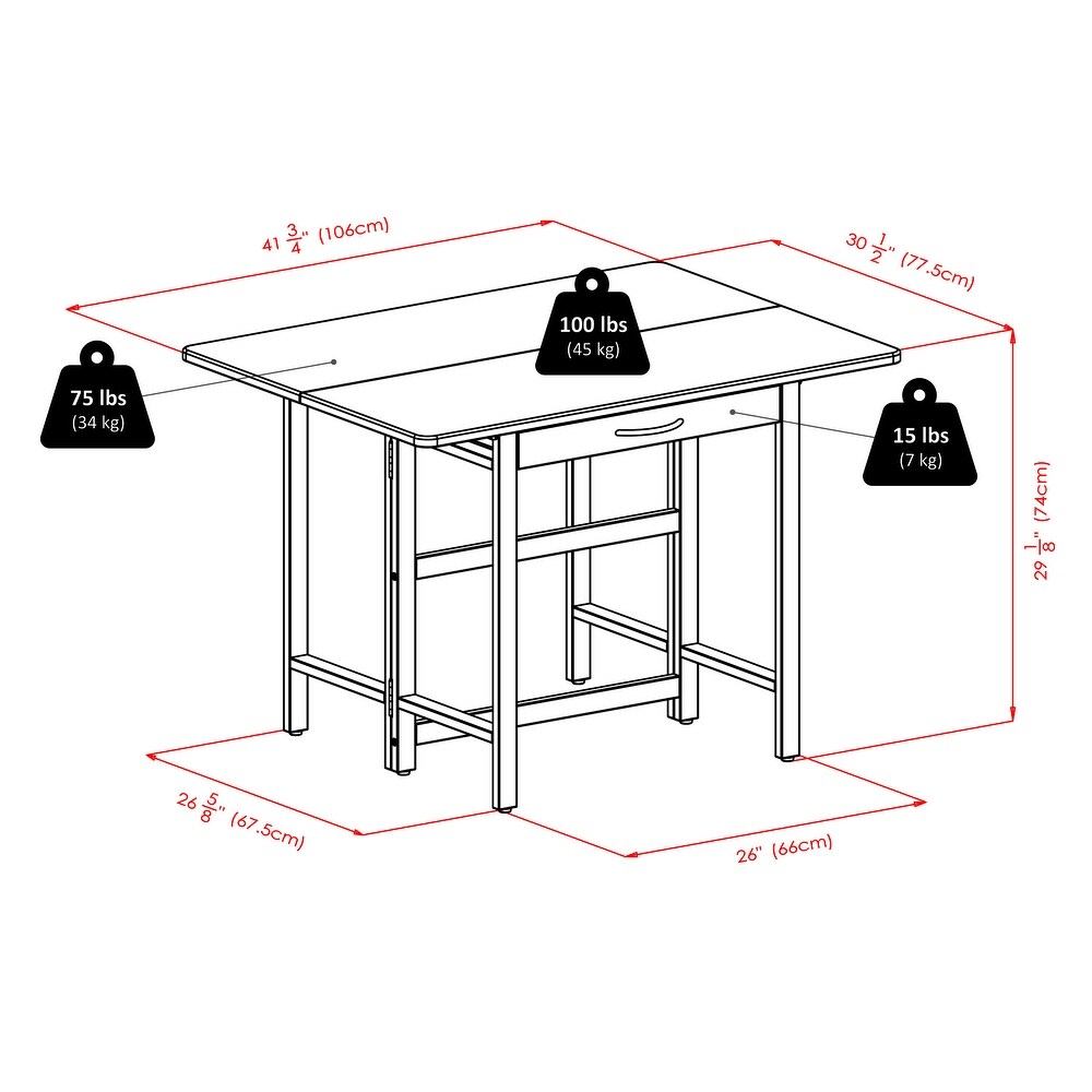 Taylor Drop Leaf Table  Walnut   41.7\