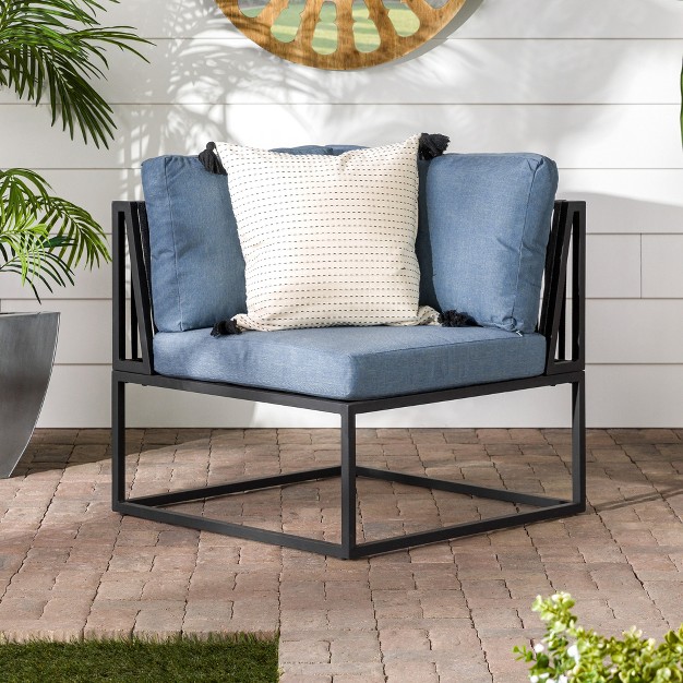 Outdoor Modern Modular Patio Corner Chair Blue Saracina Home