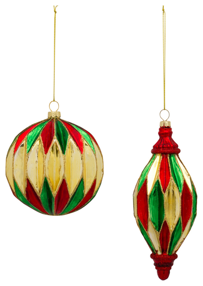 Ornament (Set Of 6) 5 quotH  6.5 quotH Glass   Transitional   Christmas Ornaments   by Kolibri Decor  Houzz