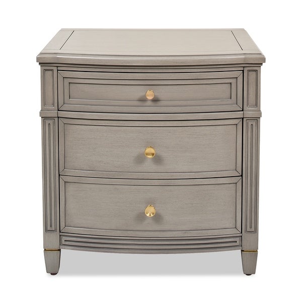 Dauphin Grey Cashmere 3-Drawer Rubber Wood Gold Accent End Table