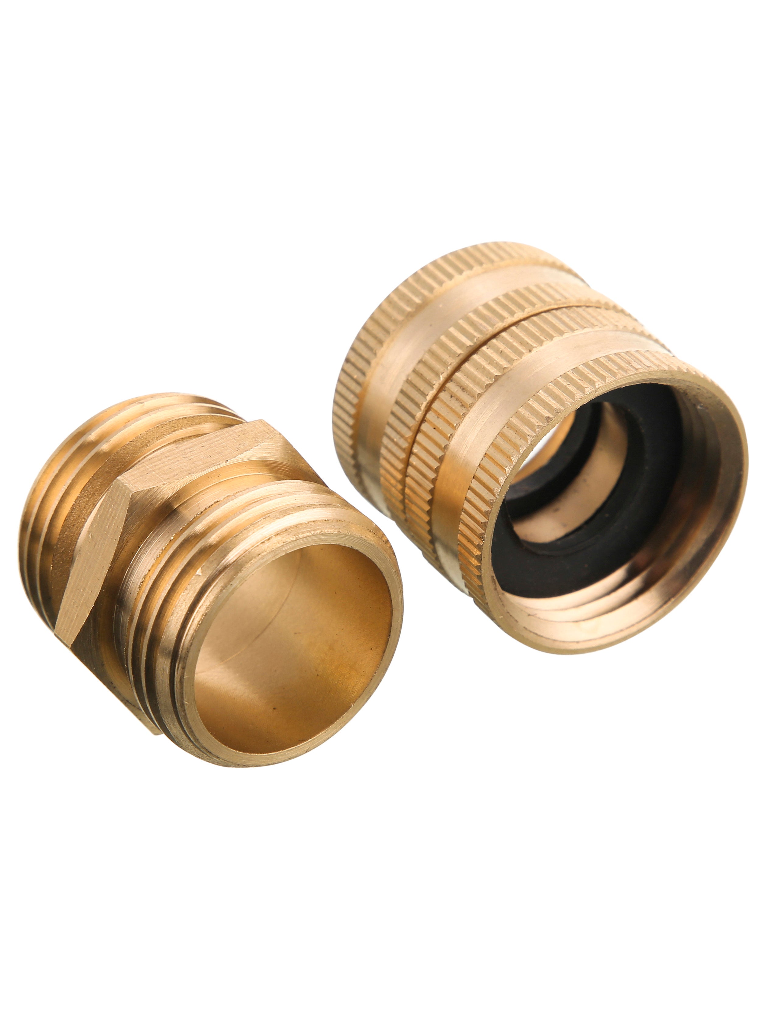 M MINGLE Garden Hose Adapter， 3/4 inch Brass Connector， 4-Pack with Extra 4 Washers