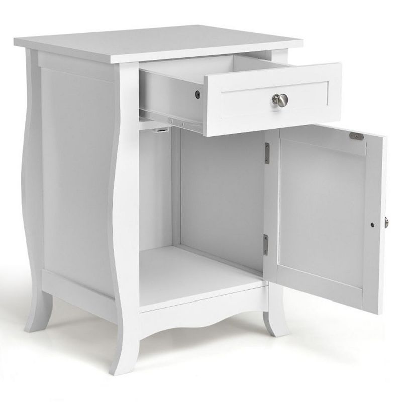 Hivago Wooden Accent End Table with Drawer Storage Cabinet Nightstand-White