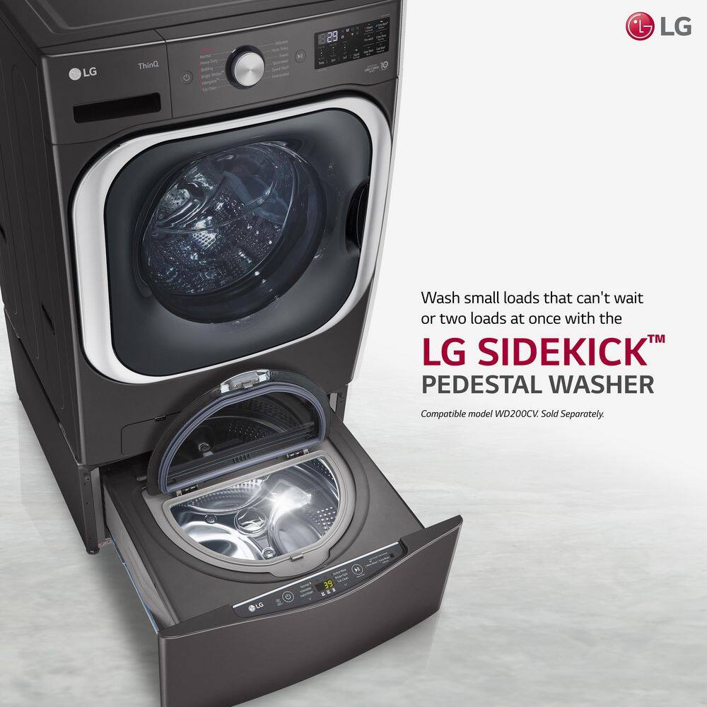 LG 5.2 cu. Ft  Stackable SMART Front Load Washer in Black Steel with Steam  Turbowash Technology WM8900HBA