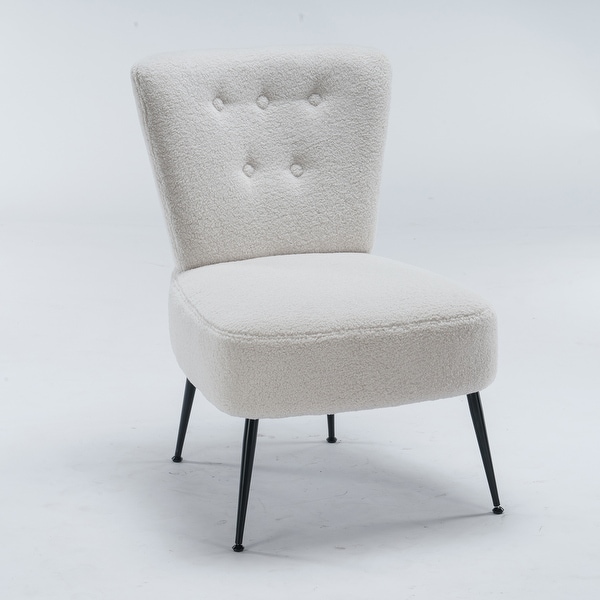 Fabric Tufted Accent Chair With Black Metal Legs