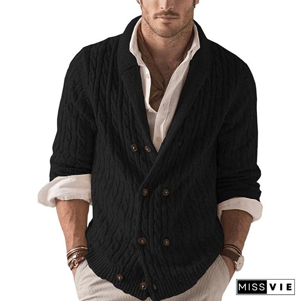 Cardigan Men's Sweater New Solid Color Knitted Coat