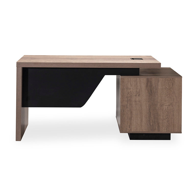 KELLEN Executive Desk with Left Return 1.6-1.8M - Warm Oak & Black