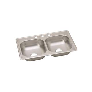 Elkay Kingsford Drop-In Stainless Steel 33 in. Double Basin Kitchen Sink K233223