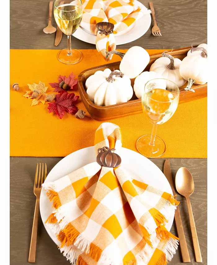 Design Imports Solid Pumpkin Spice Heavyweight Fringed Table Runner 14 X 72