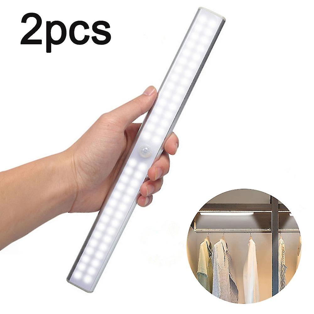 2 Pack Led Closet Light， 60 Led Rechargeable Motion Sensor Light Indoor， Under Cabinet Lighting Wireless Stick-anywhere Night Light For Hallway Stairw