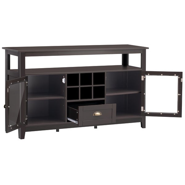 Modern Console Table with 2 Doors and 6 Small Storage Grid