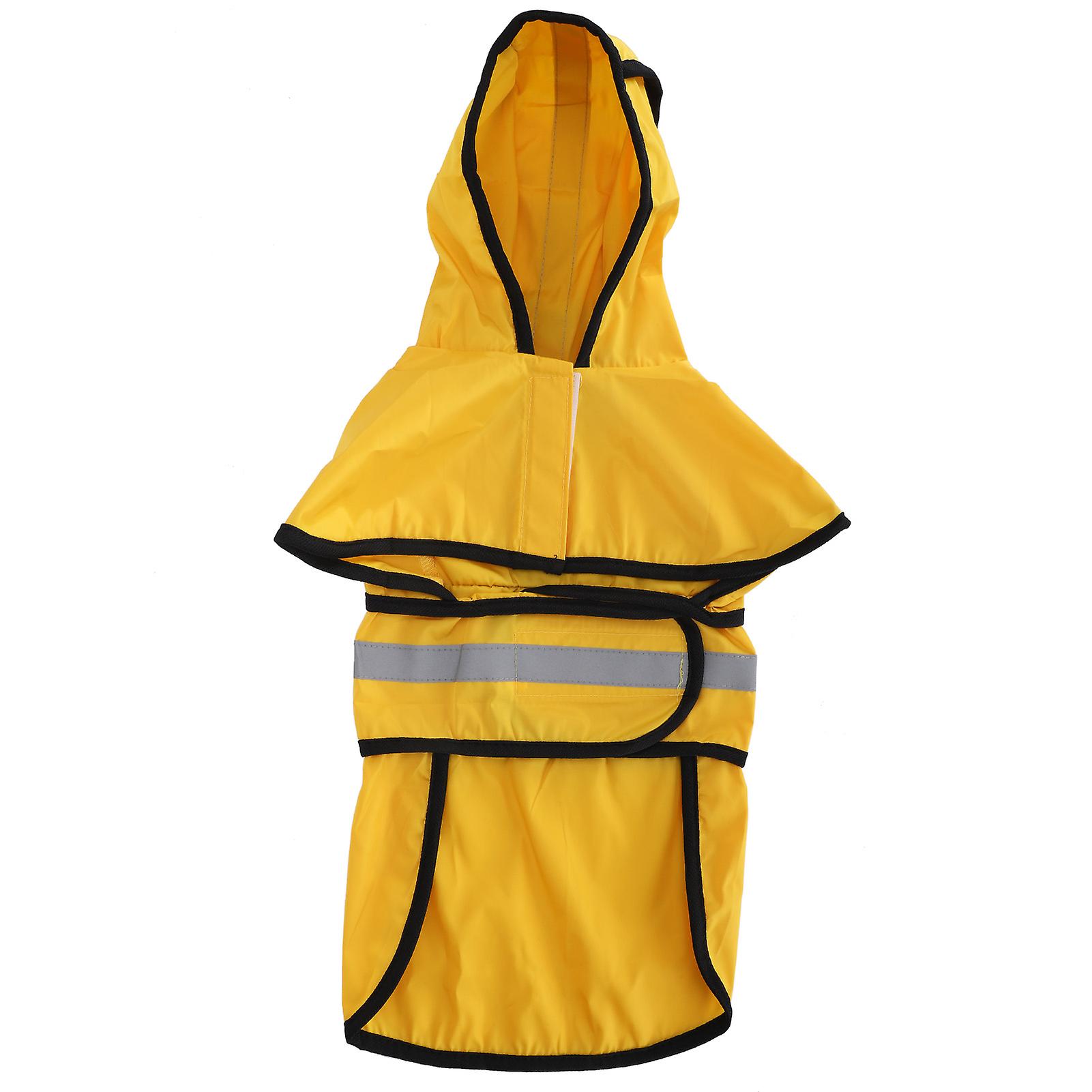 Pet Dog Raincoat Hooded Waterproof Adjustable Pet Rain Jacket With Reflective Stripyellow S