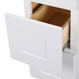 Hampton Bay Shaker 24 in. W x 24 in. D x 34.5 in. H Assembled Drawer Base Kitchen Cabinet in White with Ball-Bearing Drawer Glides KDB24-SSW