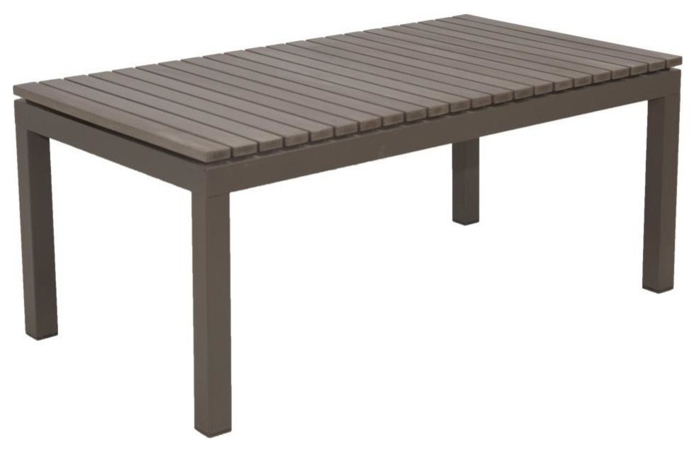 Riviera Outdoor Faux Wood Coffee Table   Transitional   Outdoor Coffee Tables   by Patio Heaven  Houzz