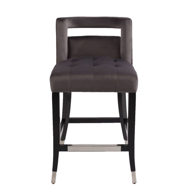 Suede Velvet Barstool with nailheads and backrest Set of 2