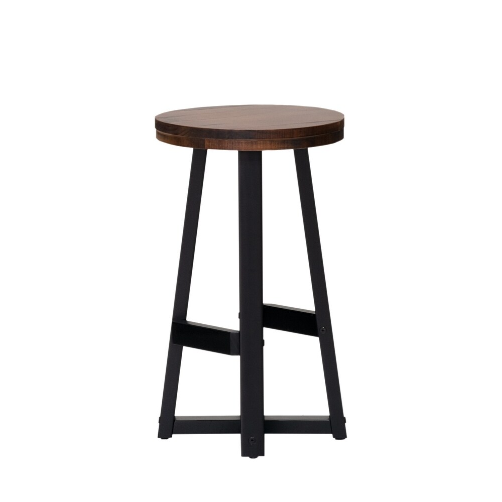 Middlebrook Round 24 inch Distressed Solid Wood Counter Stool