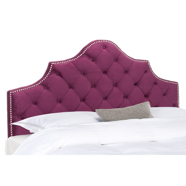 SAFAVIEH Arebelle Aubergine Velvet Upholstered Tufted Headboard - Silver Nailhead (Queen) - - 11551738