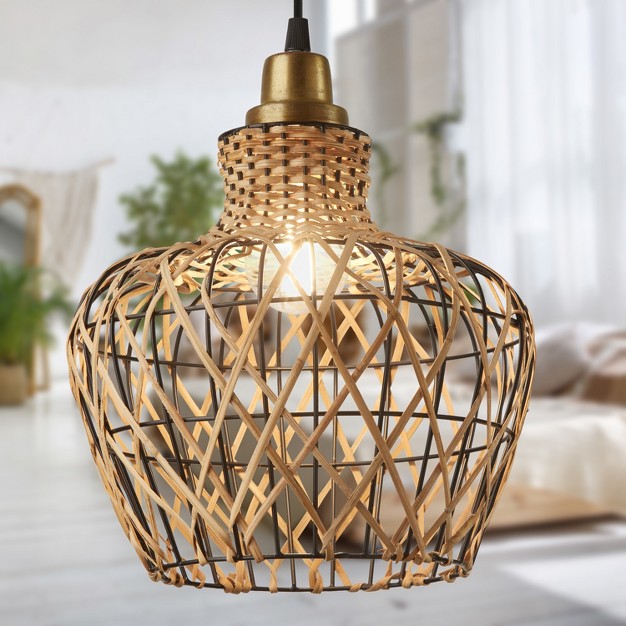 Brianna Rattan And Metal Pendant Ceiling Light River Of Goods