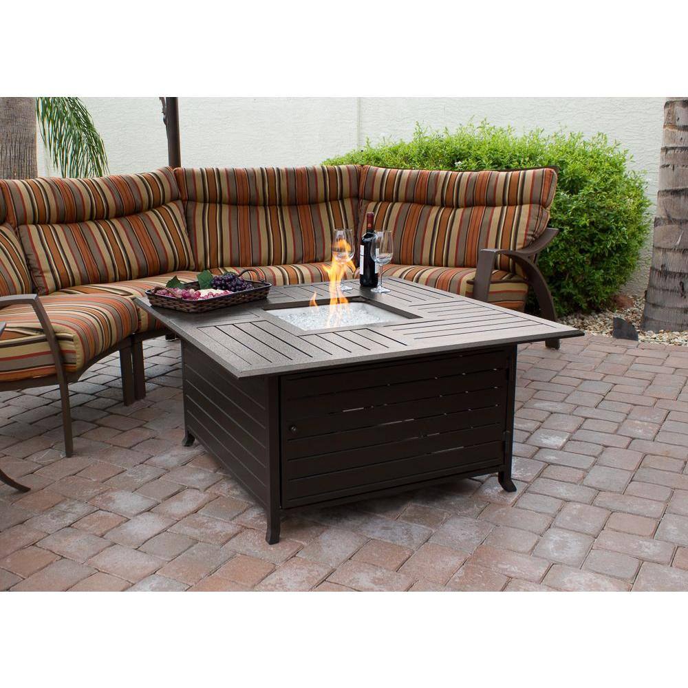 AZ Patio Heaters 45 in. Square Slatted Aluminum Firepit in Bronze F-1108-FPT