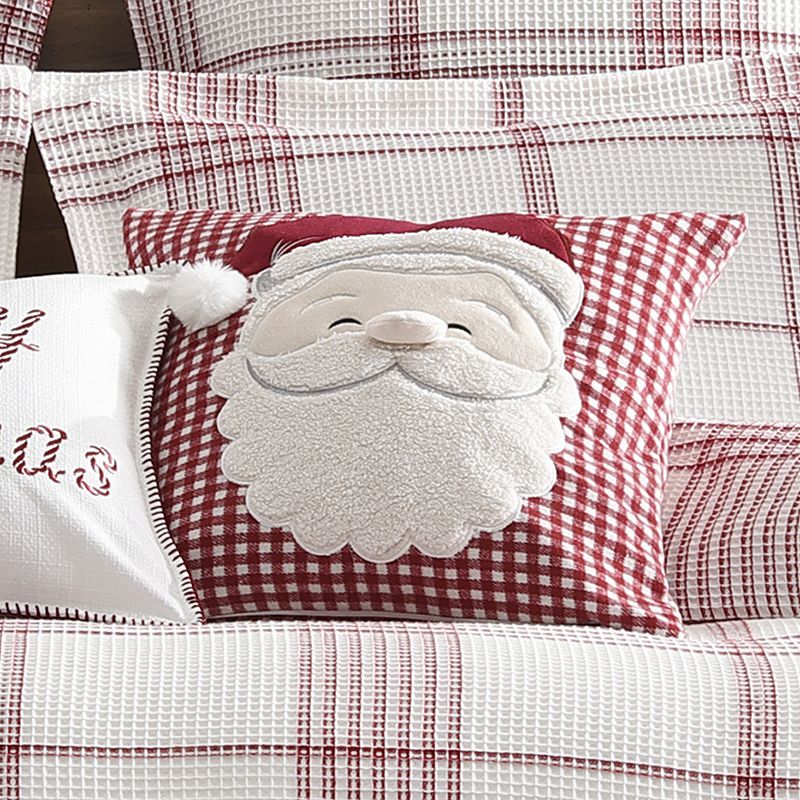 Levtex Home Peppermint Plaid Santa Applique Throw Pillow