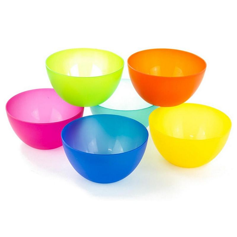 Colorful Plastic Reusable 32 oz Bowls ， 6 Pack