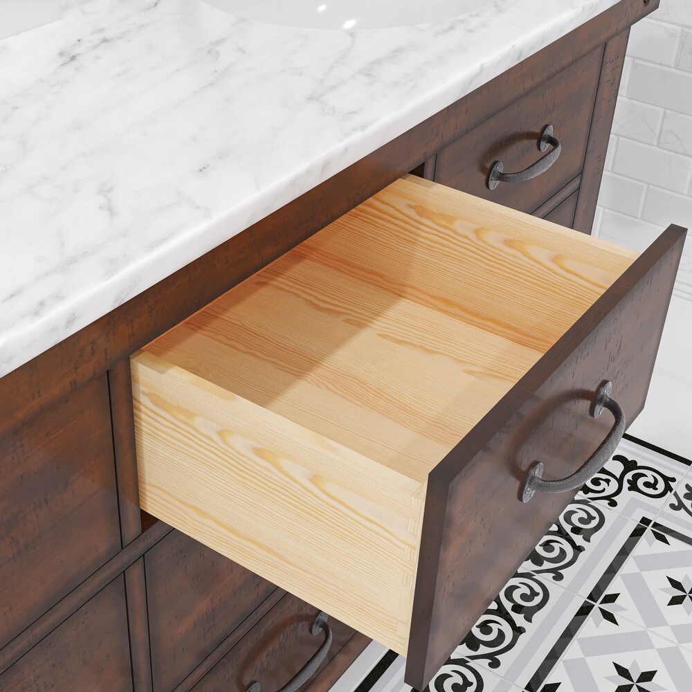 Aberdeen Carrara Marble Countertop Vanity in with Mirror and Faucet