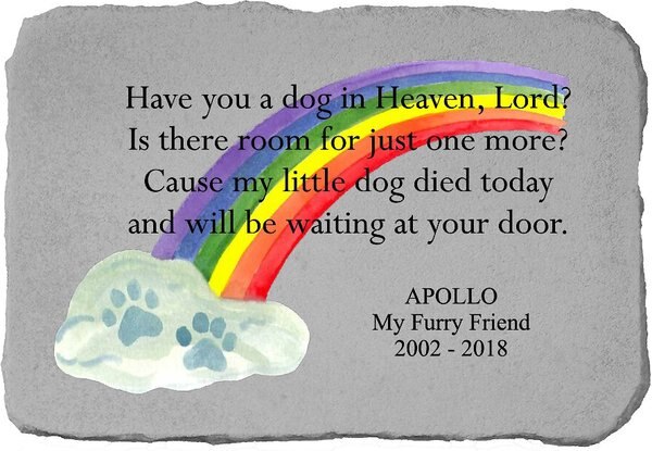 Kay Berry Have You A Dog in Heaven Rainbow Personalized Stone