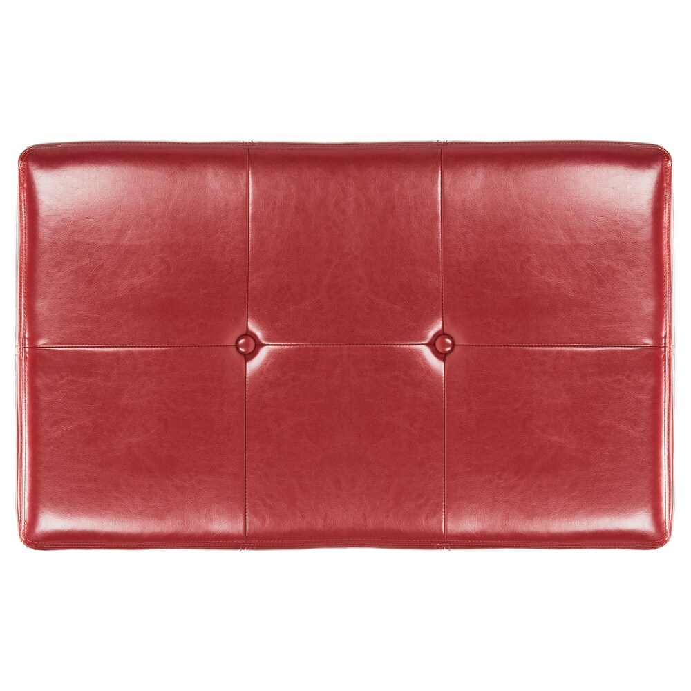 Safavieh Maiden Tufted Red Bicast Leather Storage Bench   30.1\