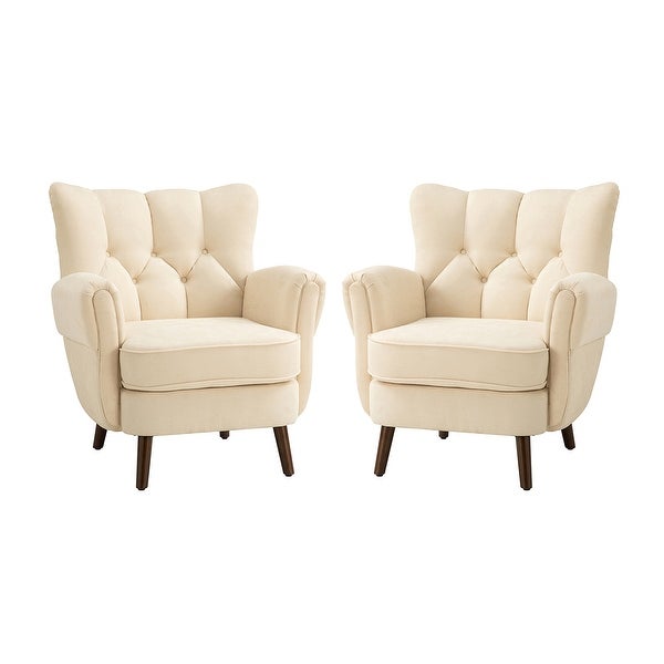 Gira Comfy Living Room Club Chair Set Of 2 with Solid Wood Legs by HULALA HOME