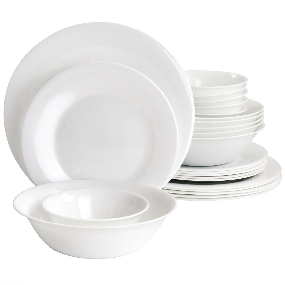 Gibson Ultra 36 Piece Tempered Opal Glass Combo Dinnerware Set in White   36 Piece