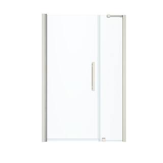 OVE Decors Pasadena 41-34 in. W x 72 in. H Pivot Framless Shower Door in SN 828796059022