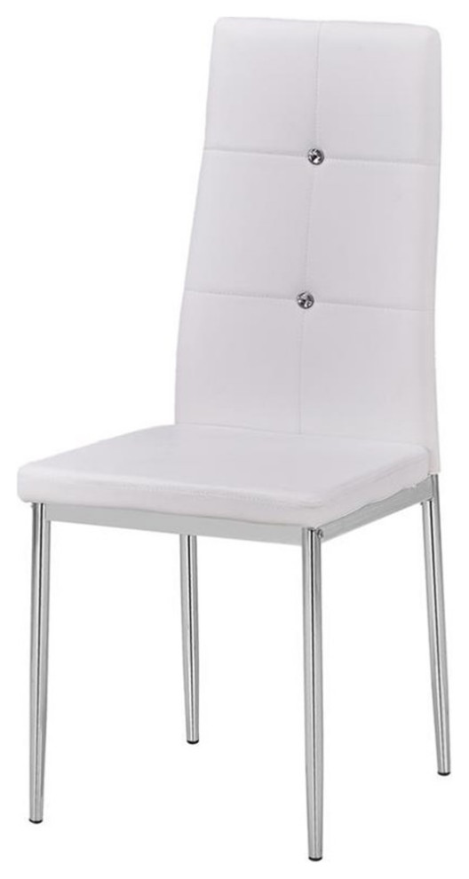 Bowery Hill Bi Cast Leather Dining Side Chair in White (Set of 2)   Midcentury   Dining Chairs   by Homesquare  Houzz