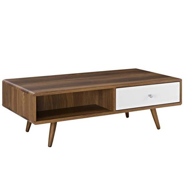 Transmit Coffee Table Walnut White Modway