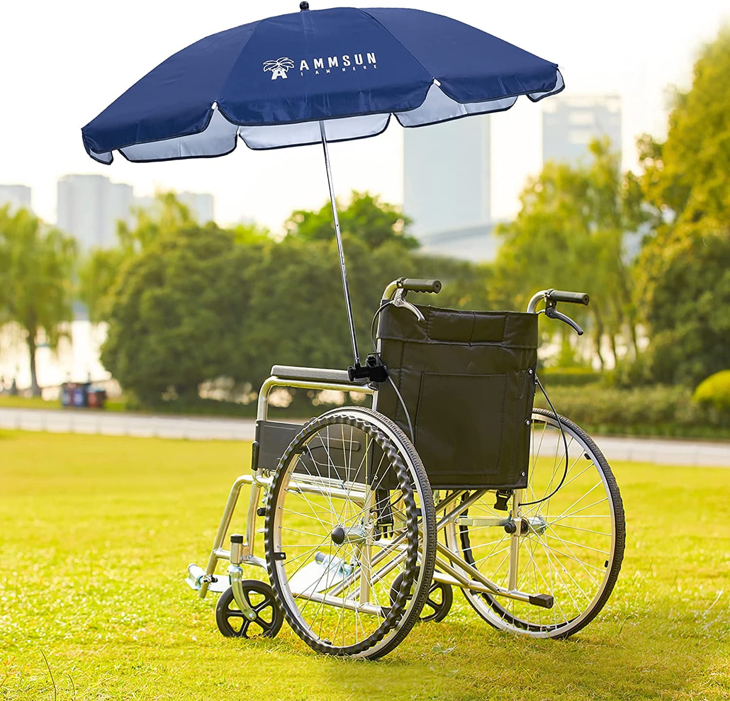 Ammsun Chair Umbrella with Universal Clamp 43 inches UV 50+ Protection,Navy Blue