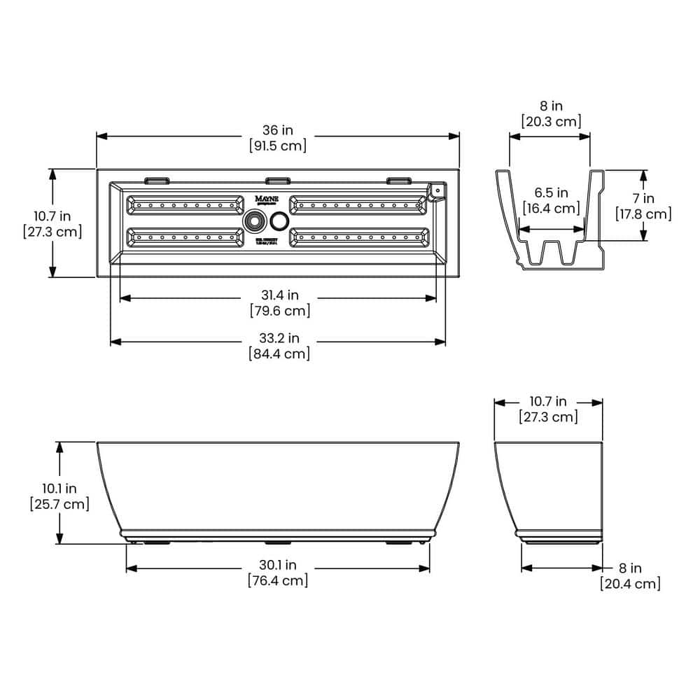 Mayne Acadia 36 in. x 11 in. Self-Watering Black Polyethylene Window Box 5917-B