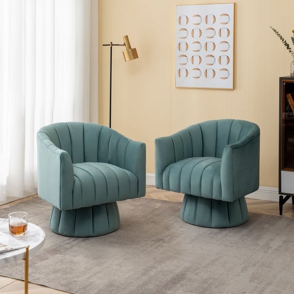 SEYNAR Modern Glam Velvet Upholstered Swivel Accent Barrel Chair Set of 2