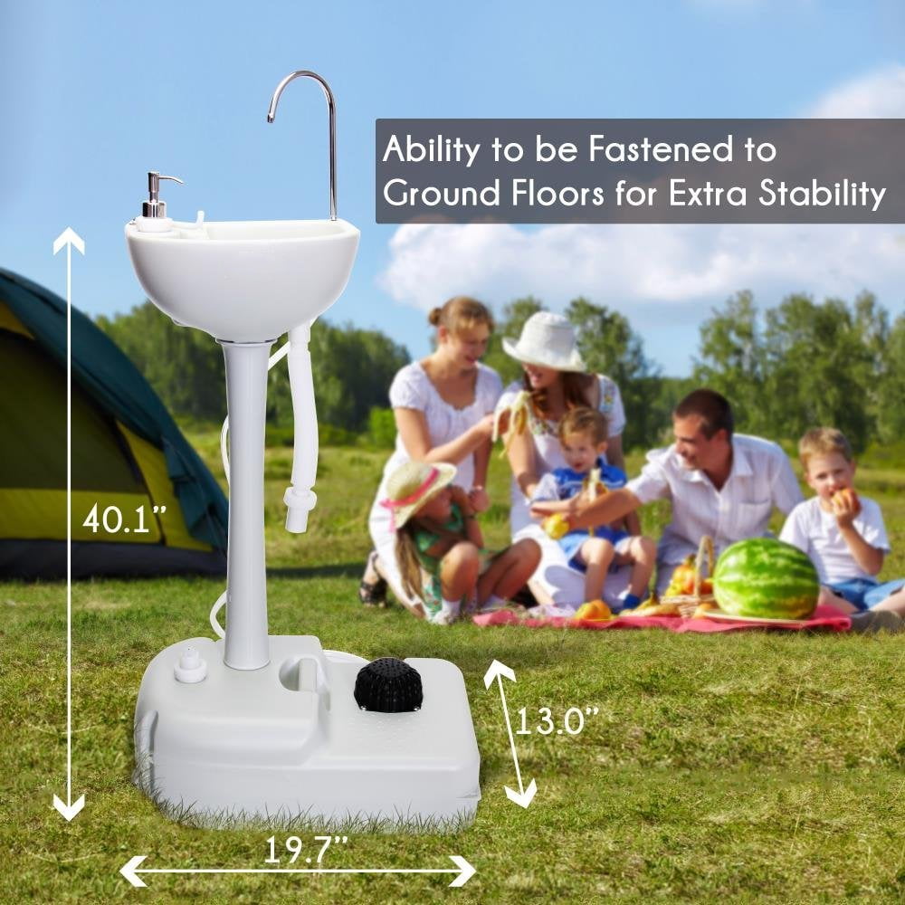 Zimtown 19L Outdoor Wash Basin Sink, Water Tank Faucet Removable, for Portable Tiolet and Camping, Perfect for BBQ, Patio, Backyard, Garden Use