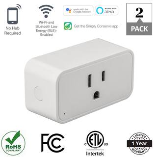 Simply Conserve 15 Amp 120-Volt Smart Wi-Fi and Bluetooth Plug (2-Pack) SS-15A1-WiFi-BLE-2PK