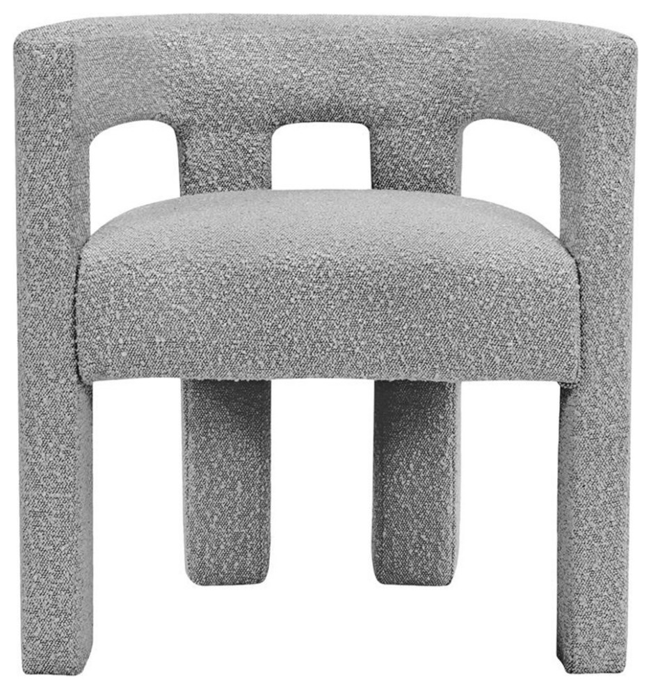 4 Piece Boulce Upholstered Dining Chairs Set in Gray   Transitional   Dining Chairs   by Homesquare  Houzz