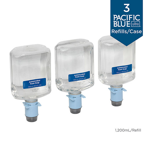 Georgia Pacific Pacific Blue Ultra Antimicrobial Foam Soap Refills for Automated Touchless Soap Dispenser | Dye and Fragrance Free， 1，200 mL