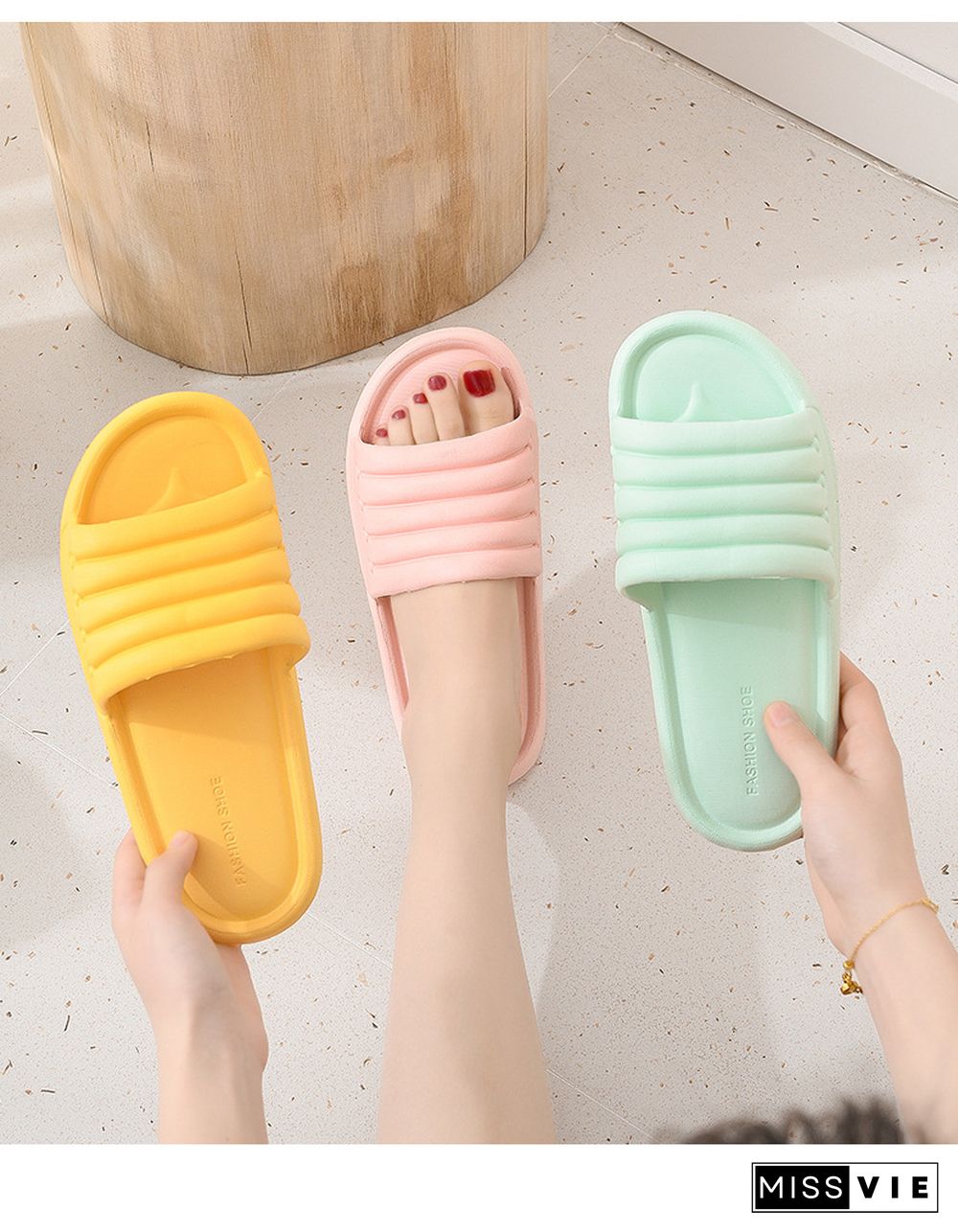 Fashion House Slippers EVA Soft Sole Slide Sandals Men Women Indoor Comfortable Non-slip Home Shower Slippers