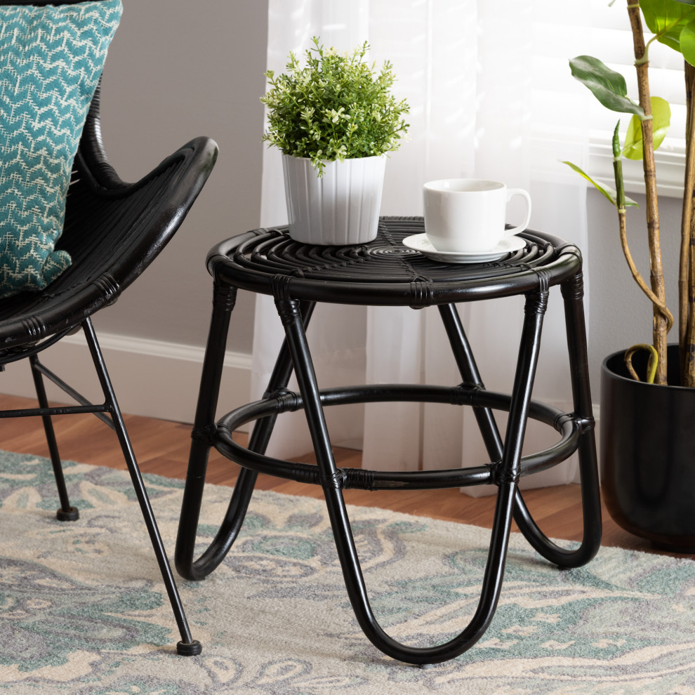 Misti Rattan End Table   Tropical   Side Tables And End Tables   by Baxton Studio  Houzz