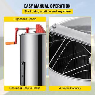 VEVOR 4 Frame Manual Honey Extractor Separator Bee Extractor Stainless Steel Honey Extraction Apiary Centrifuge Equipment S-4XXSDYMJ0000001V0