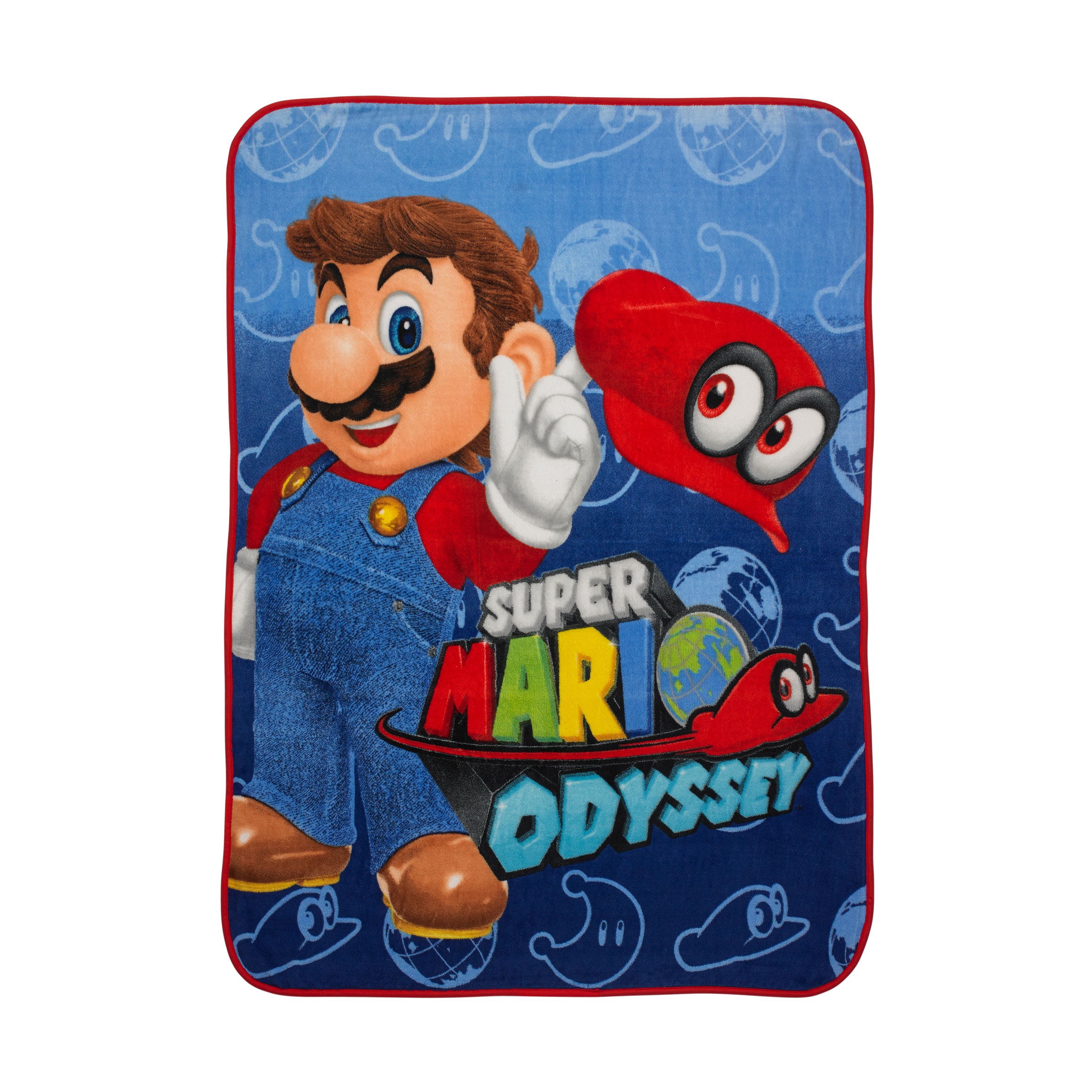 Super Mario Kids Fleece Throw Blanket， 46 x 60， Blue， 