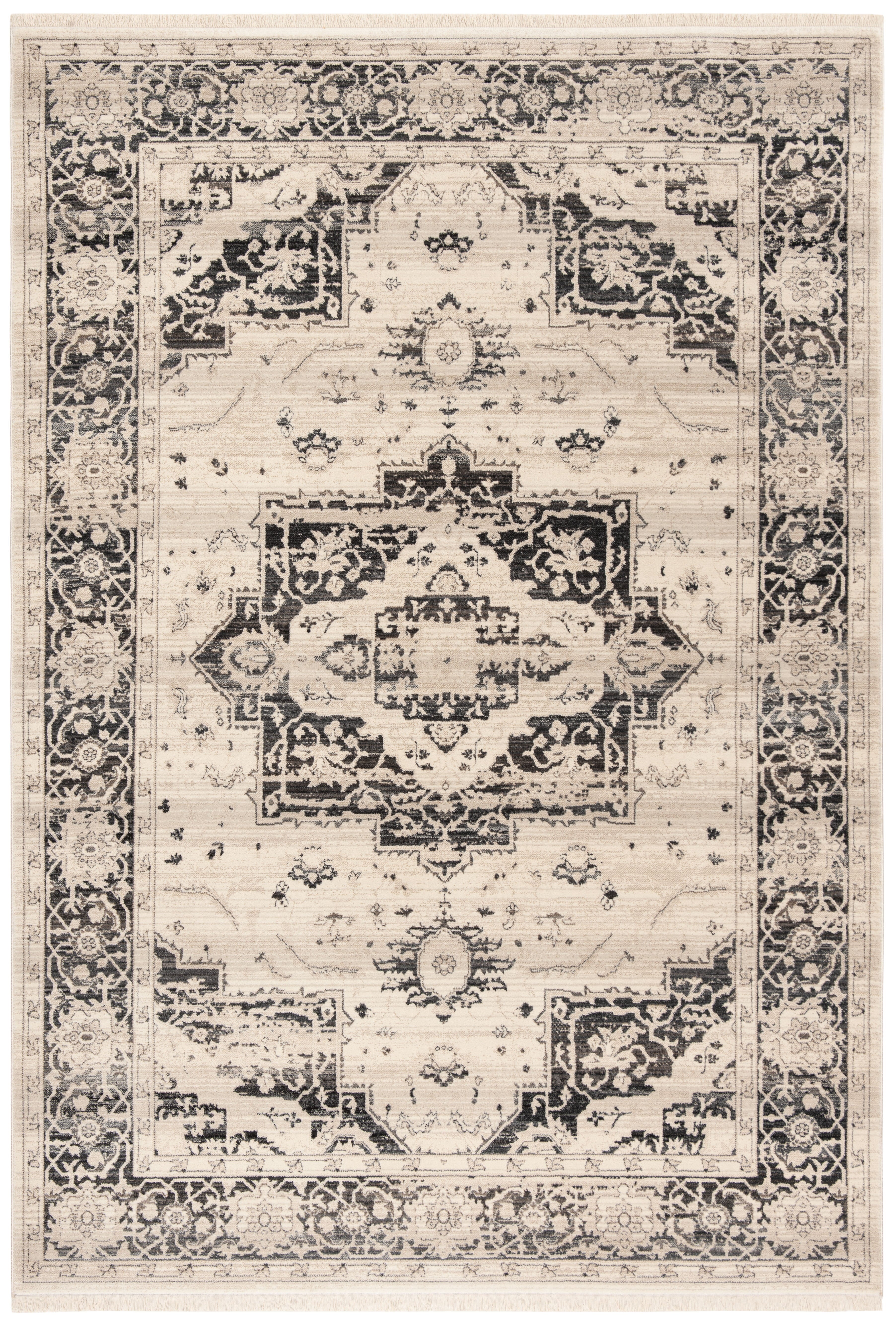 SAFAVIEH Vintage Persian Terrence Geometric Polyester Area Rug, Grey/Blue, 3' x 5'