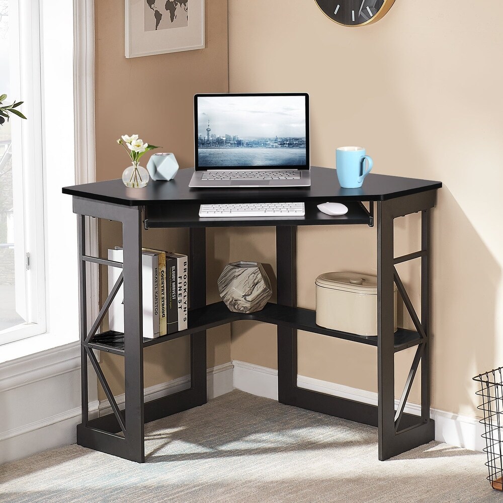 VECELO Triangle Corner Desk  Office/Computer/Writing Desk for Student Apartments