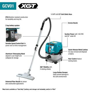 Makita 40V max XGT Brushless Cordless 2.1 Gallon WetDry Dust ExtractorVacuum Kit (4.0Ah) GCV01PM